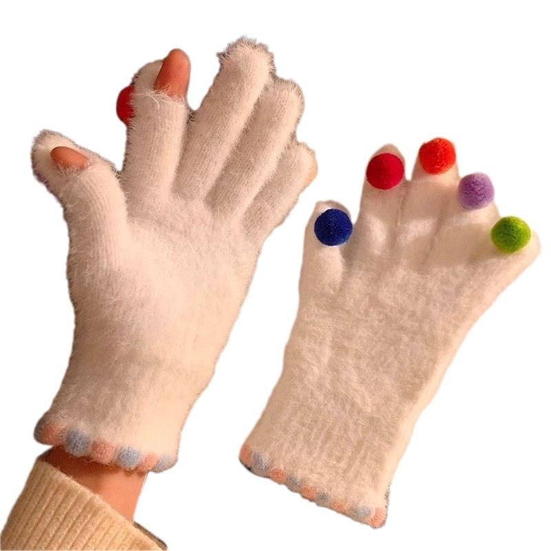 Winter Warm Touchscreens Gloves Faux Furs Texting Gloves Fuzzy Soft Winter Gloves for Outdoor Skiing Cycling Hiking