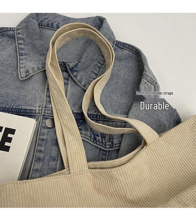Corduroy Large Capacity Women's Shoulder Tote - Versatile for College & Commute