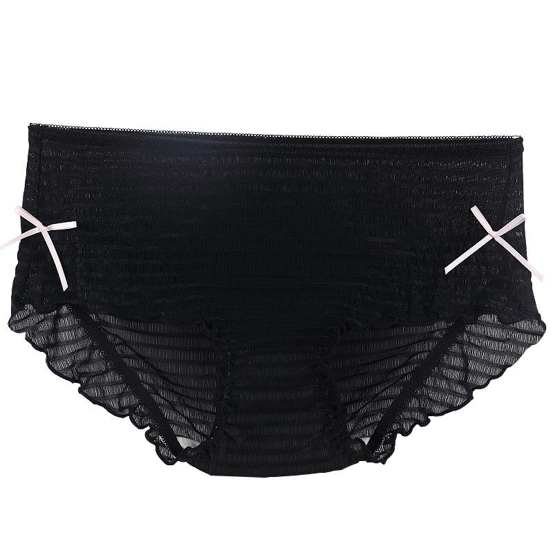 

Sexy Mid-waist Pleated Hip-hugging Triangle Women’s Panties XL чёрный