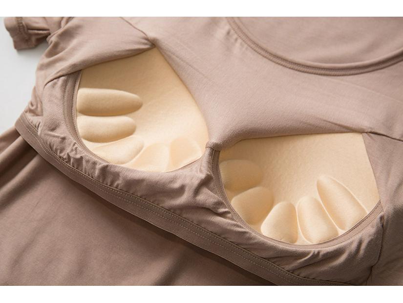 Damen Sommer T-Shirt mit gepolsterten Cups ohne Bügel und kurzen Ärmeln