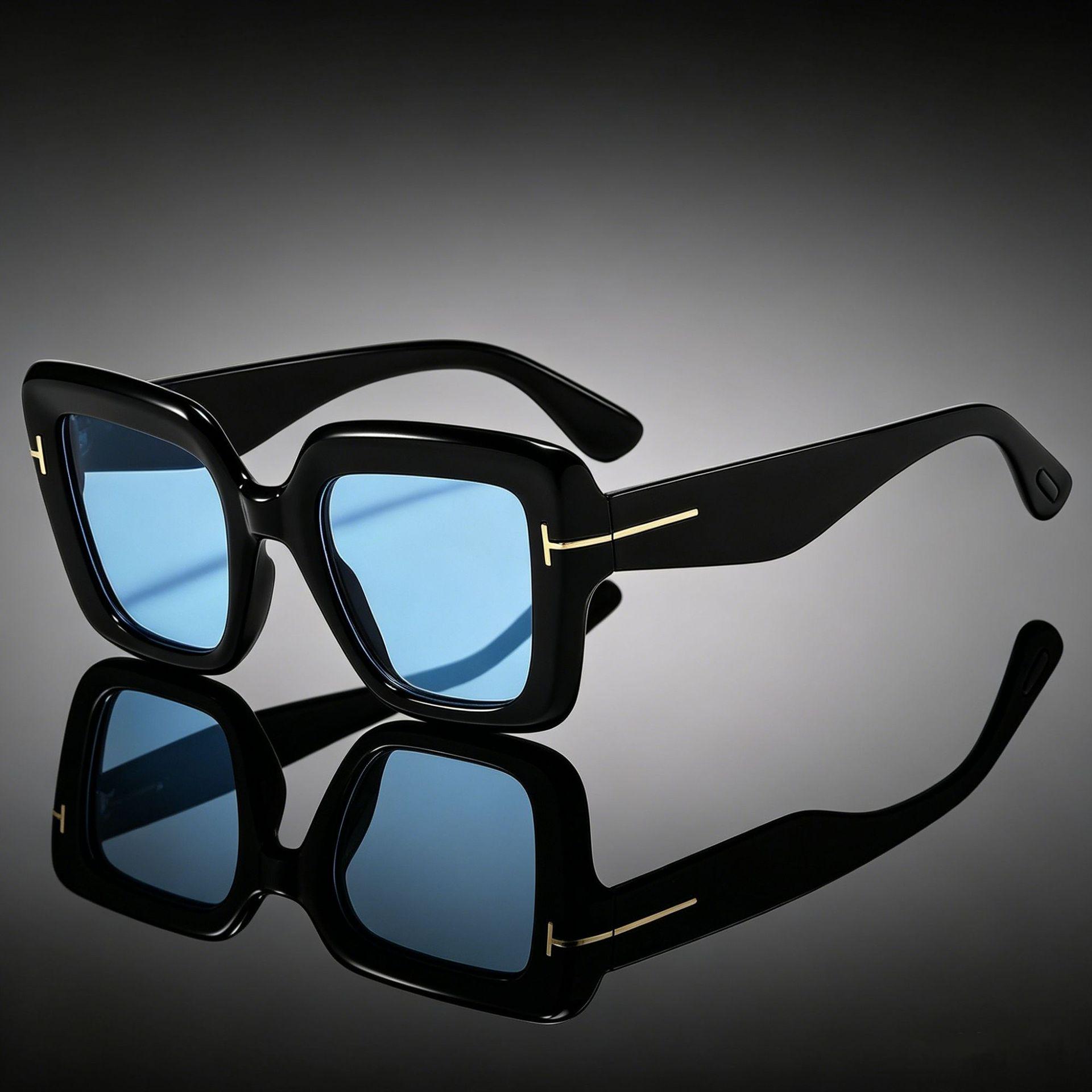 T-Shaped Square Retro Large Frame Unisex Sunglasses - Versatile European & American Style 89274