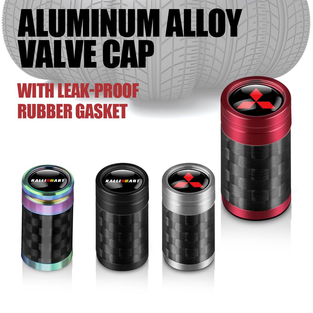 zjvc8 4pcs Car Tire Valve Air Port Stem Cover Caps For Mitsubishi Ralliart ASX Lancer Cross Pajero Fastener Converter Auto Accessories