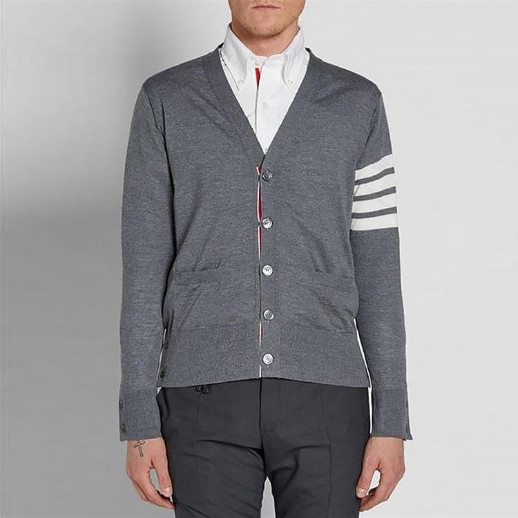 THOM BROWNE 4 Bar Stripe V Neck Cardigan MKC002A-00014-038