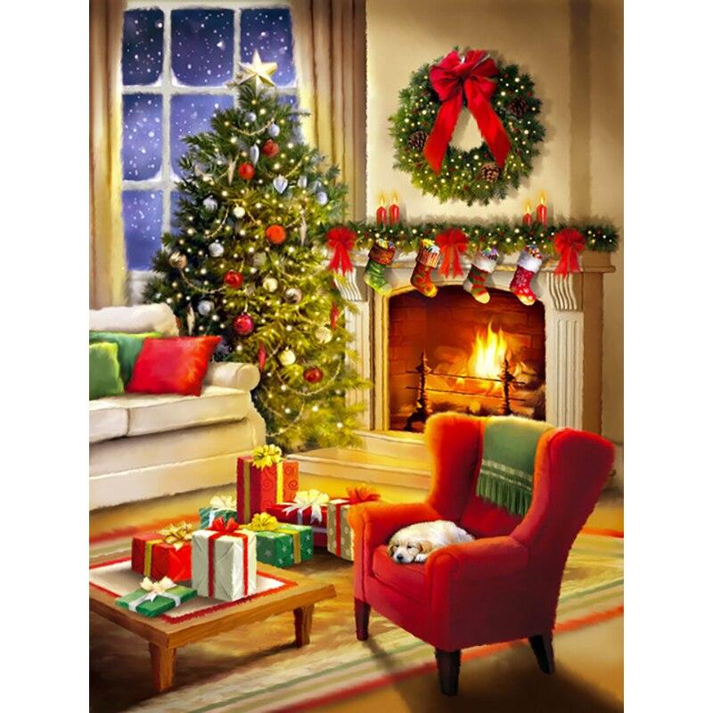 5D DIY Diamond Painting Christmas Tree Diamond Embroidery Cross Stitch Crafts Full Round Drill Home Decor Christmas Gift
