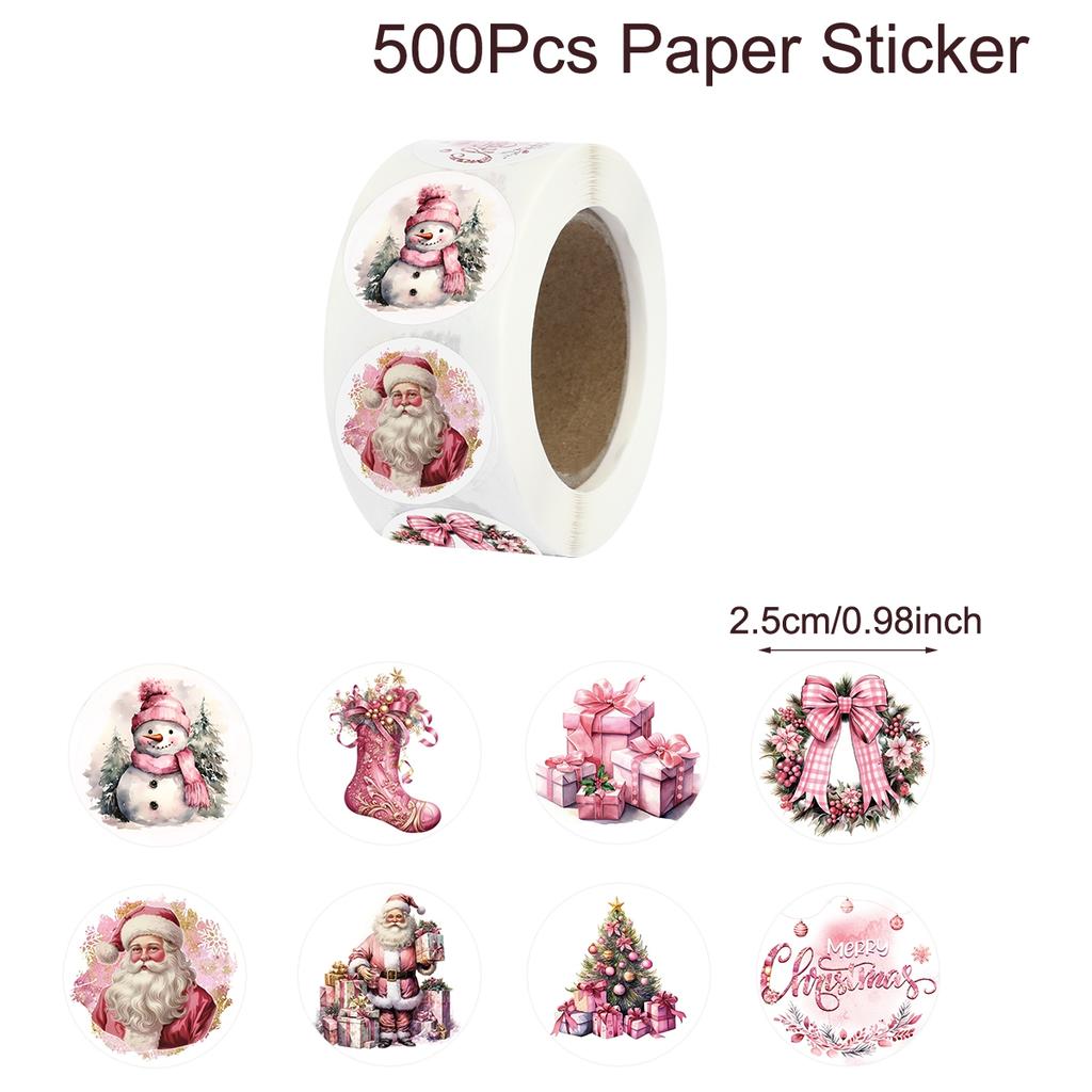 500pcs Merry Christmas Stickers Round Stickers Christmas Tag for Envelope Sealing Gift Decor Shop Product Packaging Stickers
