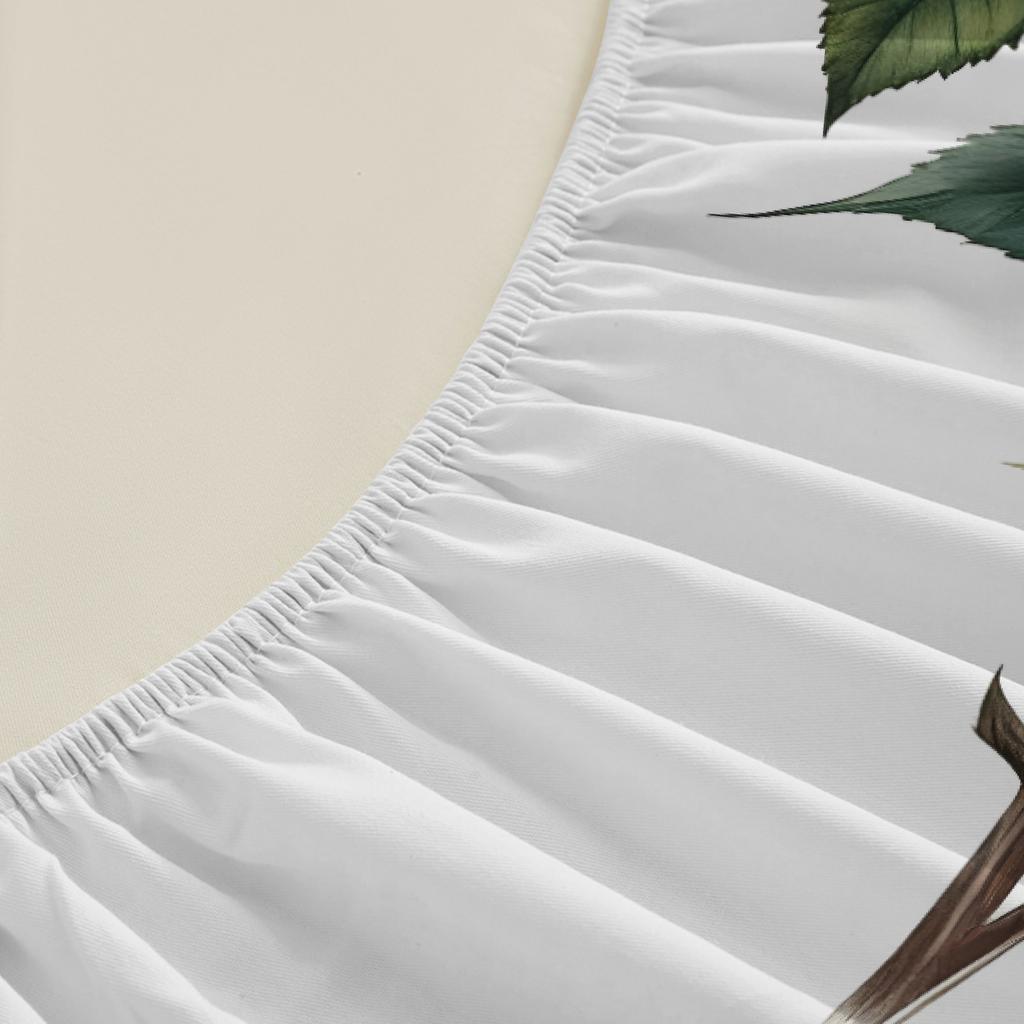 1pc White Red Rose 3D Printed Fitted Sheet 100% Polyester Durable Bedding Set Sheet for Home Bedroom Decoration Birthday Gift