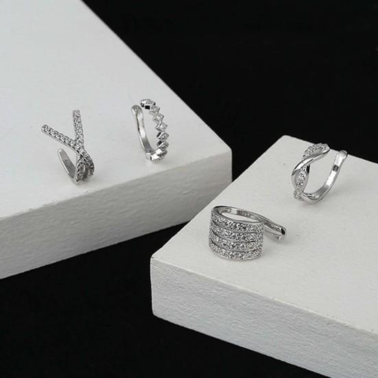 1 Boucle d'oreille à clip Géométrique Strass Bijoux Étincelants Style Coréen Manchette d'oreille pour Mariage