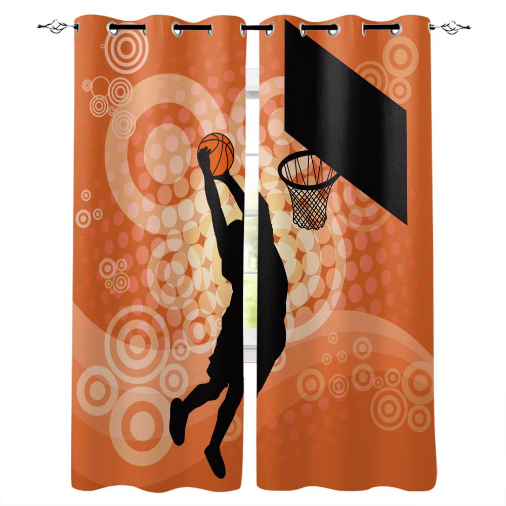 Brennender Basketball Gelber Flare Kunst Schlafzimmer Küche Fenster Vorhänge Vorhänge Für Wohnzimmer Dekorative Artikel