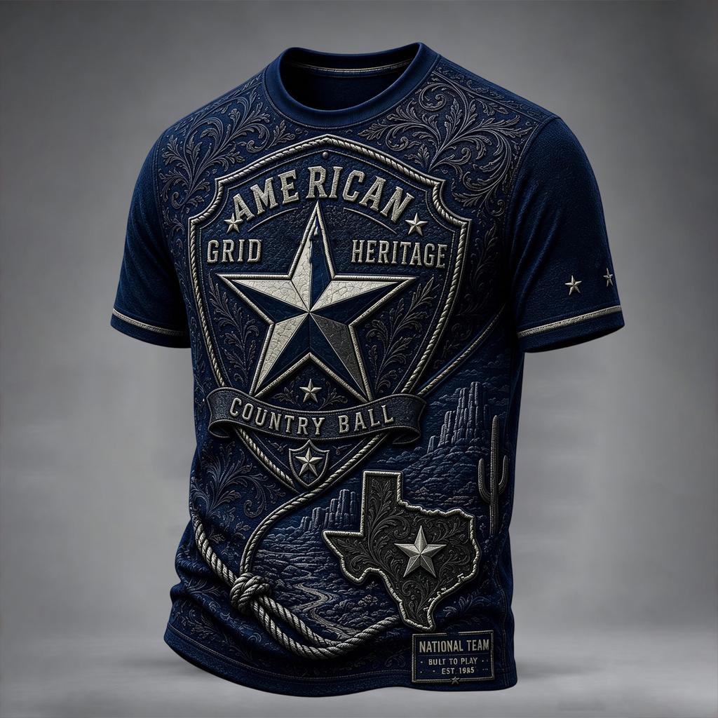 Men's Casual Fit Crewneck Short Sleeve T-Shirt with Rugby Graphic Print