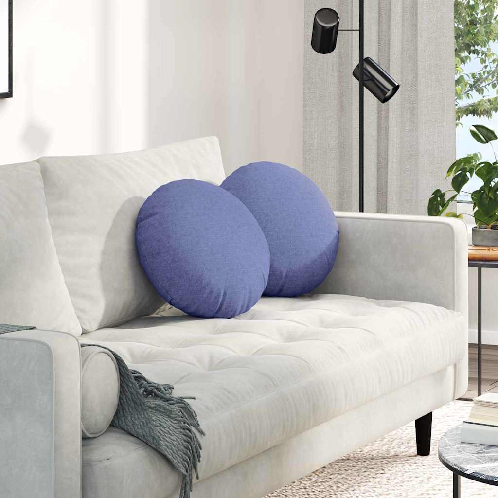 Seat Cushion Set 2 Pcs Denim Blue Ø40 X 13 Cm Fabric