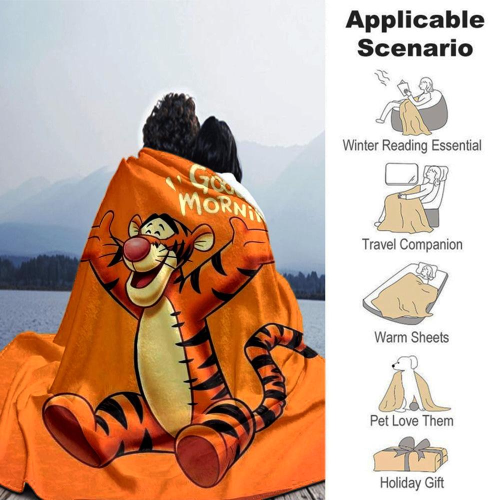 Good Tigger Flannel Blanket Super Soft Warm Cozy Blanket For Sofa Bed Office Travel Allseason Home Decor Gift