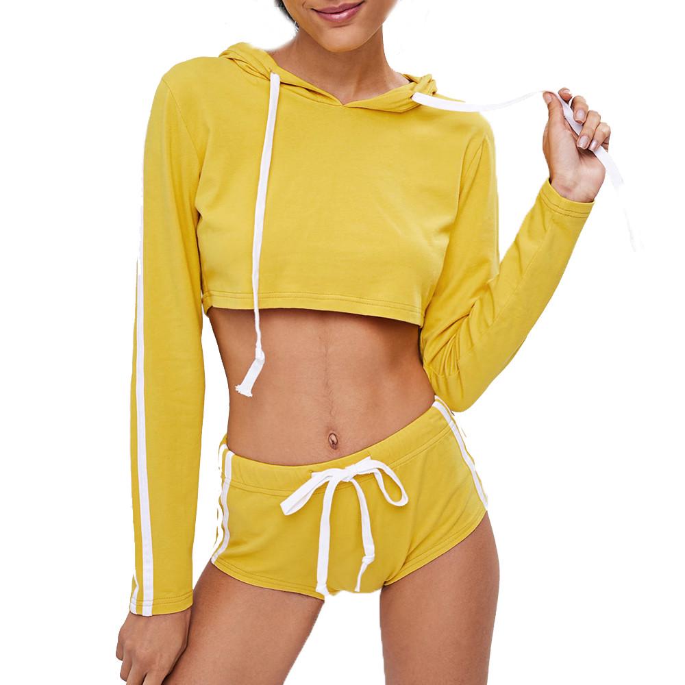 Women's Hooded Sweatshirt Top + Shorts Sportswear Sexy Set купить недорого  — выгодные цены, бесплатная доставка, реальные отзывы с фото — Joom