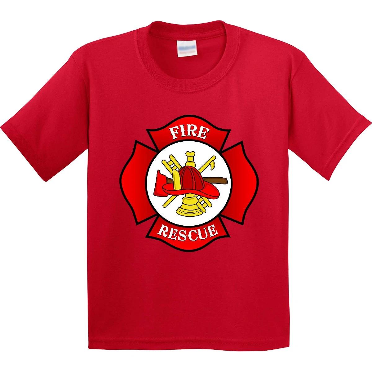 Inktastic Maltese Cross Firefighter Youth T-Shirt Fireman Rescue Tee Kids Child 140