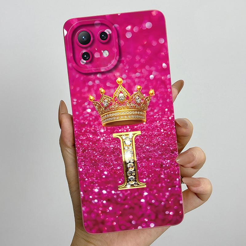 For Xiaomi Mi 11 Lite / 11 Lite 5G / 11 Lite 5G NE Crown Initial Letter Couple Phone Case Soft Silicone TPU Protective Casing