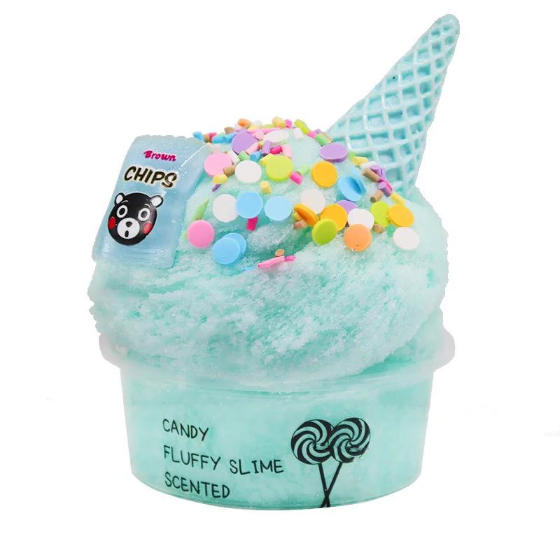 DIY Slime Set Toys for Kids Non Sticky Cloud Slimes Ice Cream Cone Scented Toy Relieve Pressure Rainbow Charms Clay Party Gifts