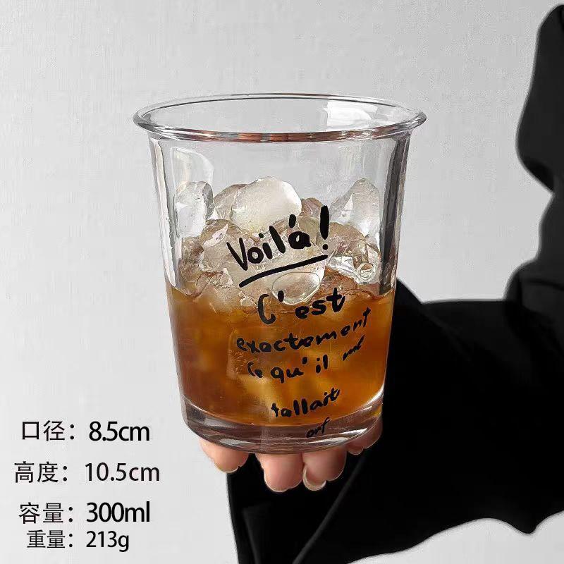 

Flip Glass Home Office Coffee Cup Breakfast Cup Light Luxury Letter Water Cup Simple Small Gift Cup support customization