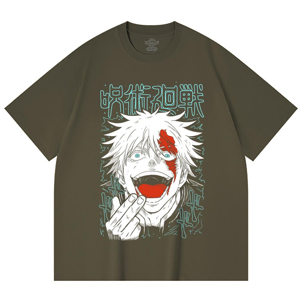 230 Gsm 100% Cotton Jujutsu Kaisen V1 Gojo Print Unisex Heavy Cotton T Shirt