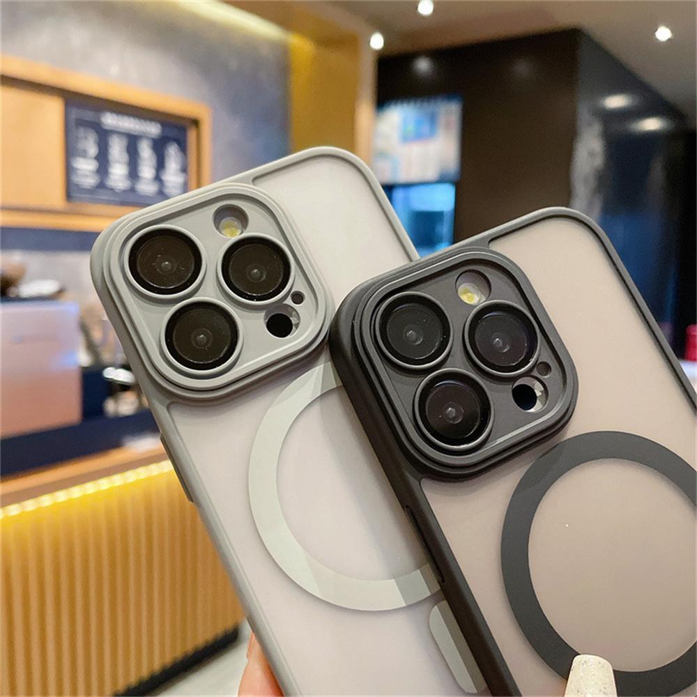 Für iPhone 16 15 14 13 12 11 Pro Max Magnetische Luxus Drahtlose Ladehülle Matt Transluzent Stoßfeste Hülle Für Magsafe Hülle