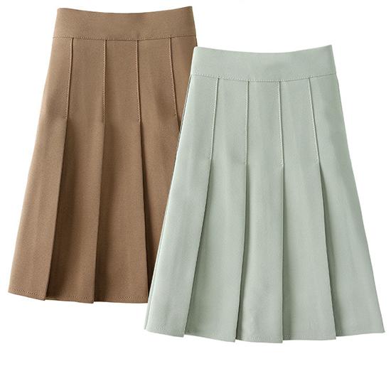 Plissert skjørt Dame Sommer Hvit Kort skjørt Japansk Høy midje Slim Høst og Vinter Rutete Stor A-linje Halvskjørt Forlenget