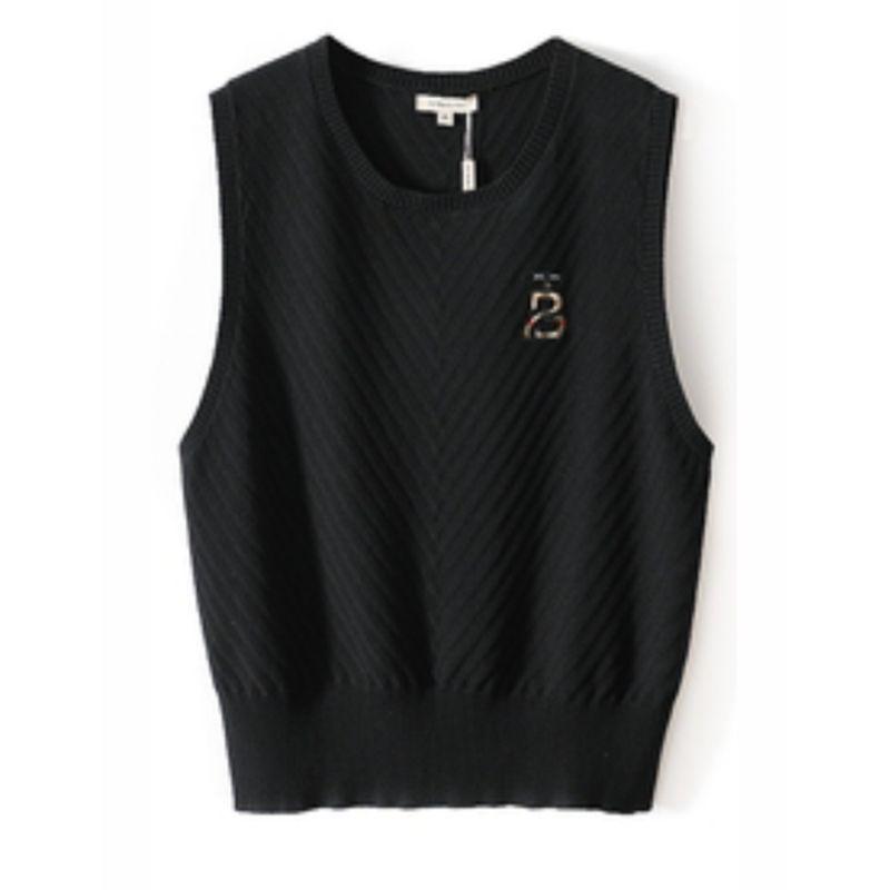 

2023 Весна и Осень Повседневный Универсальный Облегающий Свитер-Белье Crewneck vest-Black 2XL