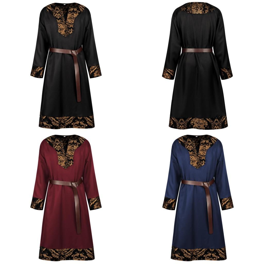 Ages Middle Renaissance Viking Warrior Coat Print Design Costume Party Halloween