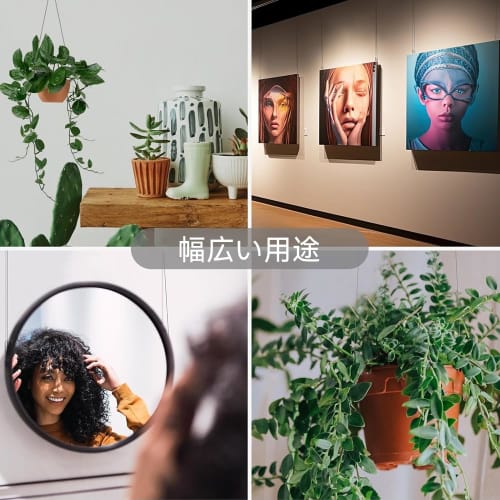 COOLBOTANG Picture Rail Wire Hook Set with Swivel Brackets (1mm X 1m - Set of 6) Stainless Steel Wire Rope, Adjustable Height, Fall Prevention Wire Fo