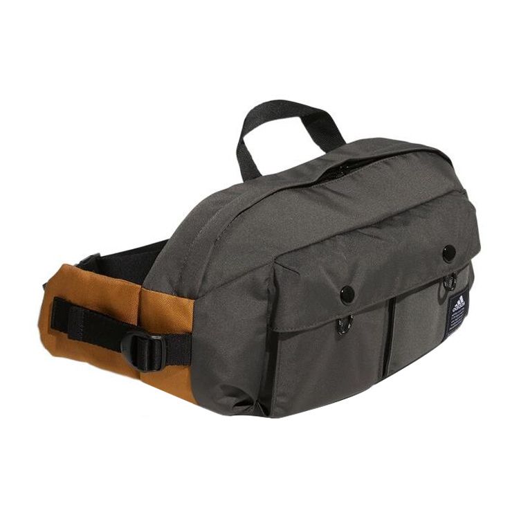 Adidas Logo Double Pocket Functional Codura Fabric Polyester Chest Bag Crossbody Bag Waist Bag Regular Men bags Dark-Olive-Green HE2691