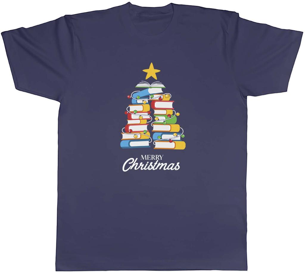 Unisexs T Shirt Library Books Christmas Tree Xmas Unisex Tee Gift