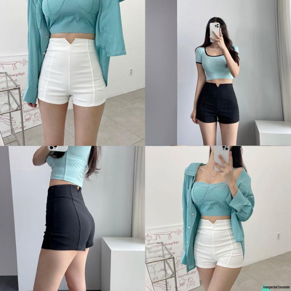 2024 Women's Summer Petite High Waist Slimming A-Line Black Suit Shorts