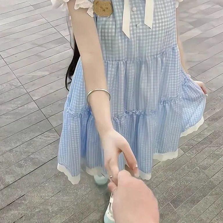 Petite Bear Embroidered A-Line Sleeveless Summer Dress with Doll Collar, Forest Style