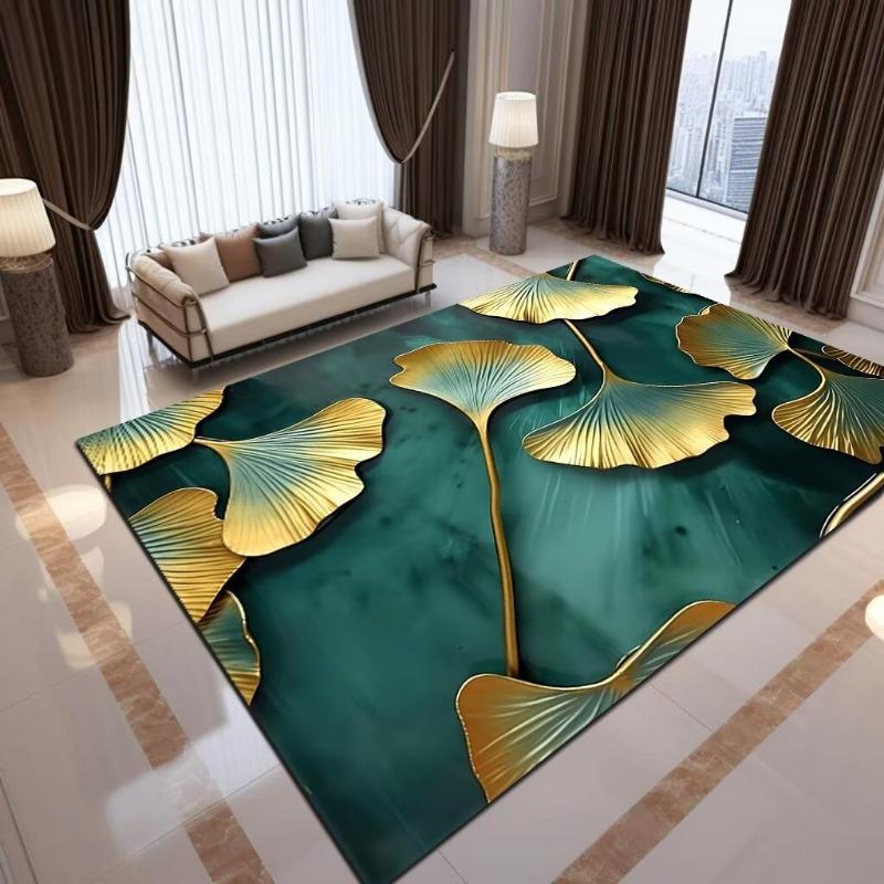 Luxury Ginkgo Biloba Printing Large Area Rug Non-Slip Wear-resistant Carpet for Living Room Bedroom Soft Floor Mat Home Decor