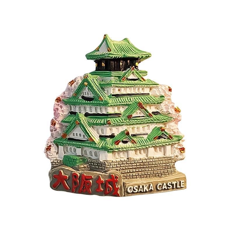 Japan Osaka City Wahrzeichengebäude 3D Stereoskopische Handarbeiten Wahrzeichengebäude Handbemalte Dekoration Heim Kühlschrankmagnete
