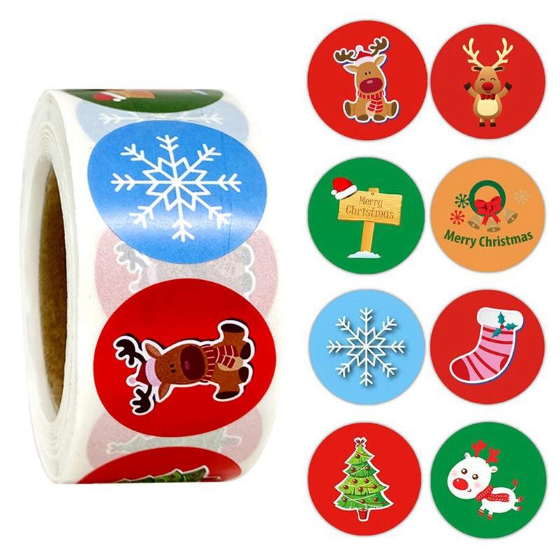 500pcs 1inch Black Hot Stamping Sticker New Year 2023 Merry Christmas Stickers Gift Sealing Labels Holiday Candy Bag Box Decor