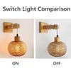 JOYINLED Japanese Boho Chandelier, E27 Bamboo Woven Wall Light for Bedroom Bathroom Living Room Vintage Rattan Plug-in Lamp 20cm