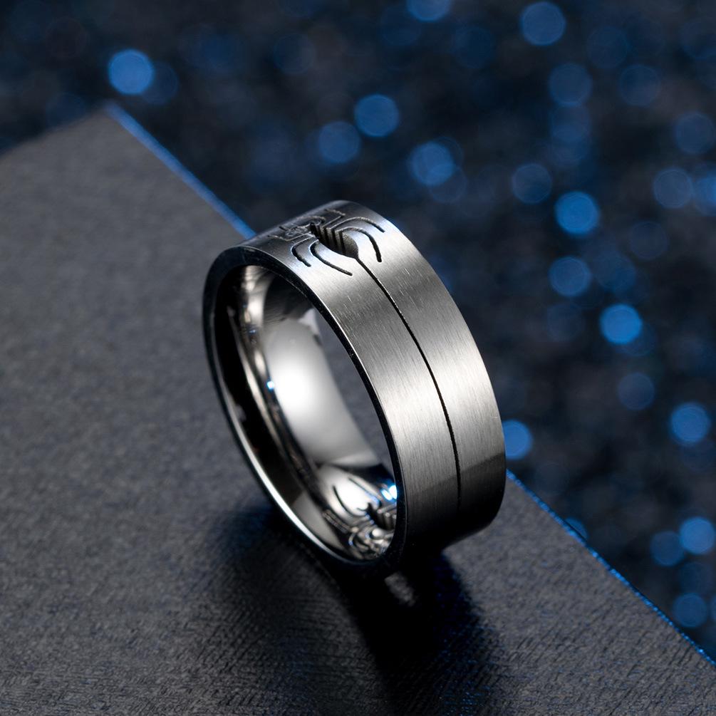 Titanium Steel Hollow Spider Men's Ring, Spider Silk Stainless Steel Jewelry, Fashionable Men's Accessories