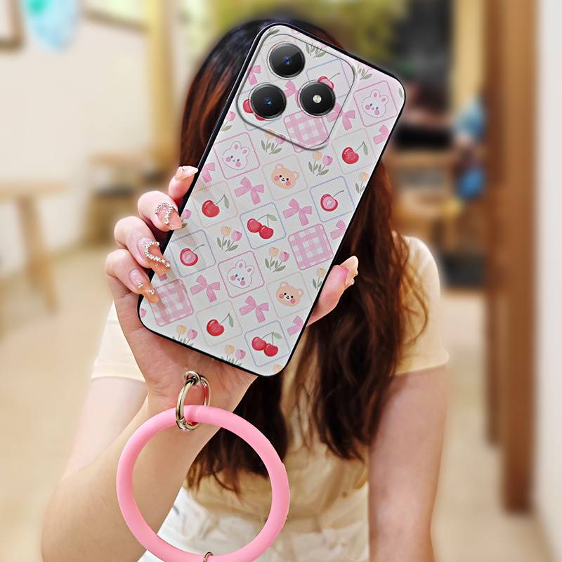 Solid Color Ring Phone Case For Realme C63 4G/C61 4G Cute Personality Heat Dissipation Youth Back Cover Funny Soft Case