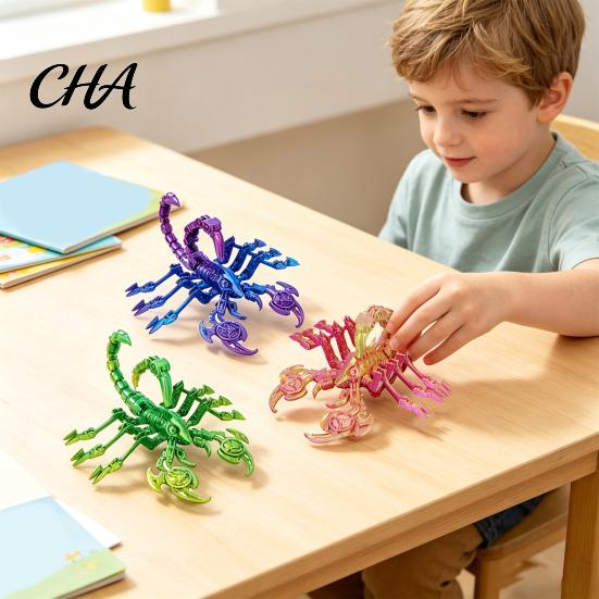 Stress Relief Sensory Toy Articulated Mechanical Scorpion Figurine, 3D Printed Flexible Joints Interactive Mecha Model, Gradient Color Movable Fidget