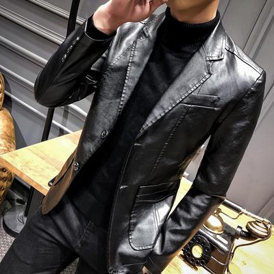 Leather Jacket Men's Autumn Men's New Thin Korean Style Slim Leather Suit PU Leather Jacket Suit Men's Jacket