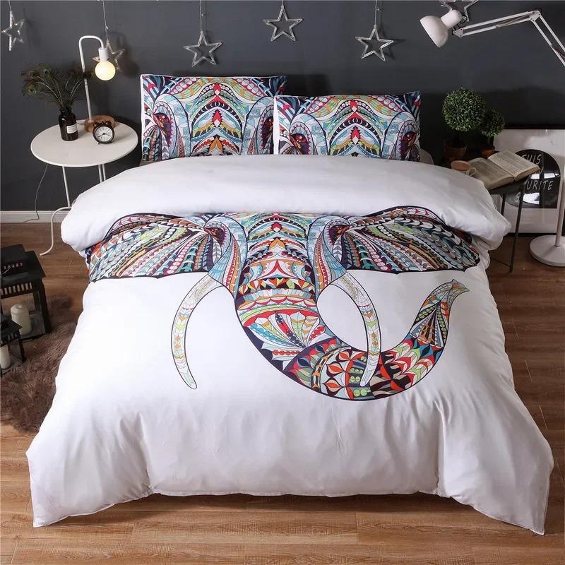 Animal Elephant 3D Printingbedding Set Microfiber Home Textiles Twin Queen King Size Duvet Cover Sets Ethnic Style
