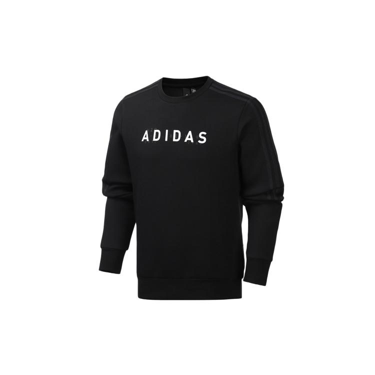 adidas logo Printing Sports Round Neck Pullover Black Men s FM9377 M