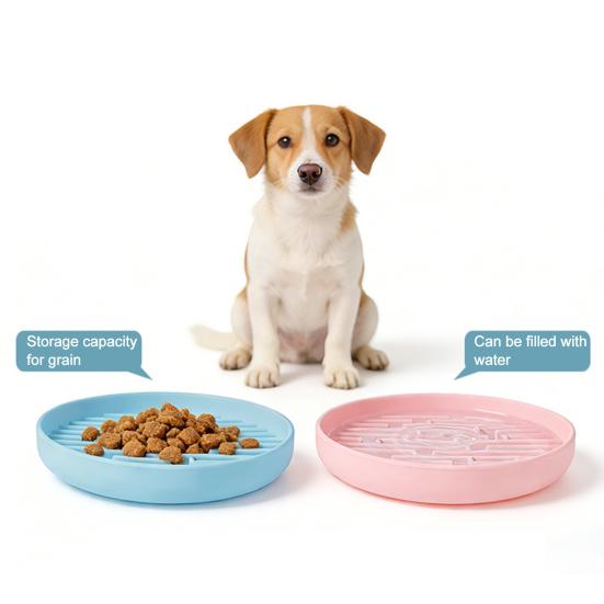 Silicone Dog Slow Feeder Bowl with Suction Cup Anti-Choking Non-Slip Puzzle Food Bowl for Dogs Cats Boredom Anxiety Relief