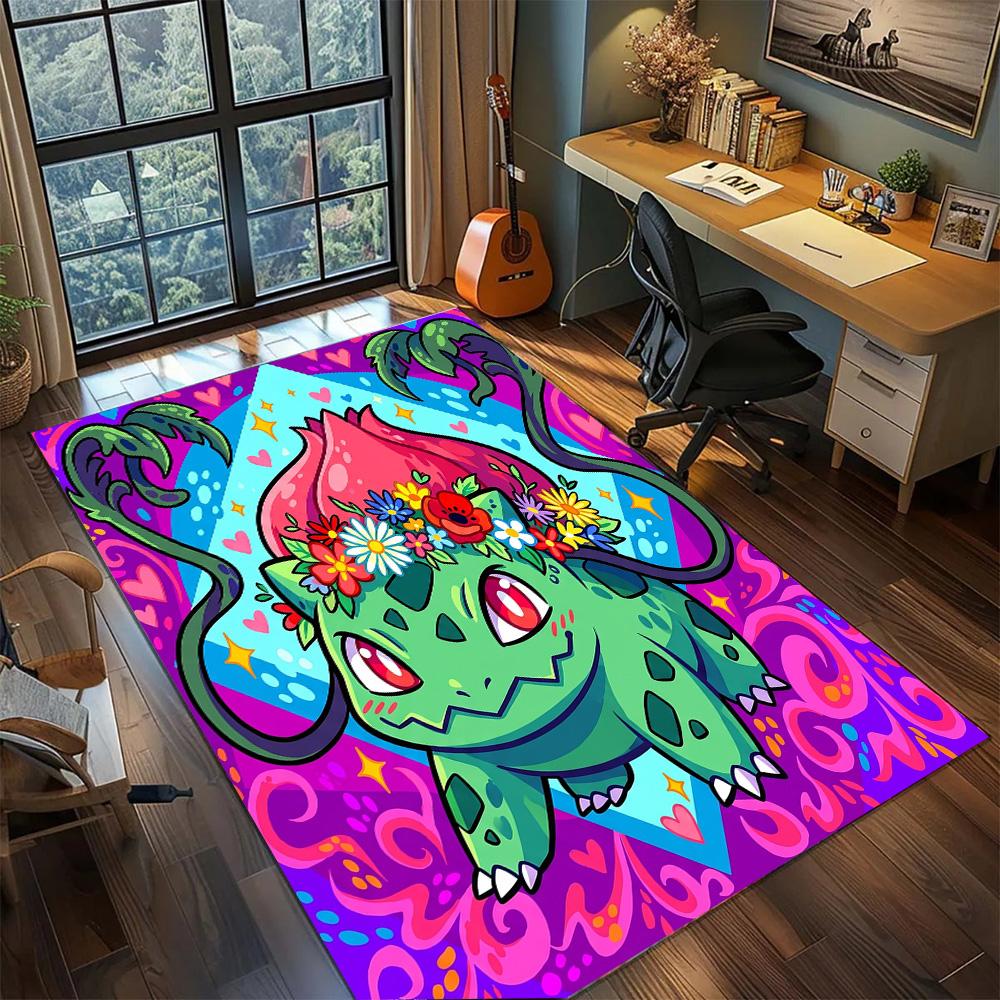 Bulbasaur Large Area Non Slip Floor Mat Washable Rug Carpet for Gamer Room Bedroom Home Decor.-TING