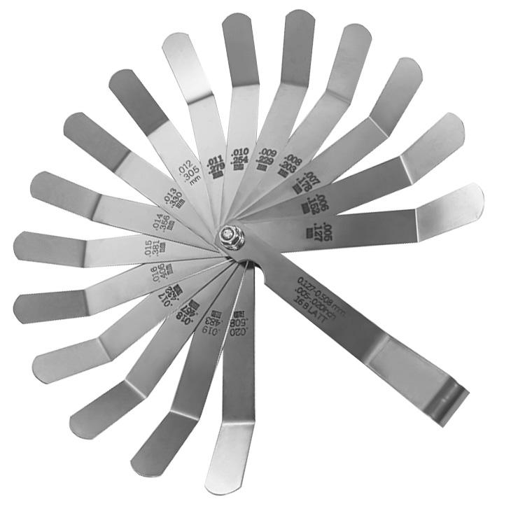High Precision Stainless Steel Feeler Gauge Feeler Gauge Metric Gap Filler Combination Plug Gauge Gap Thickness 16 pieces of British-type feeler gauges