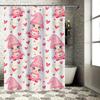 Love Letter Print Shower Curtain Cute Cartoon Design For Bathroom Decor Pink White Colorful Fabric Waterproof 3D Printing Shower