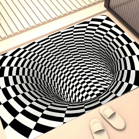 3D Optische Illusion Teppich Realistisches Lochmuster Fußmatte Saugfähig Rutschfeste Unterseite Bodenloses Loch Fußmatte