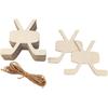 30 Pack 4 Inch Wood Hockey Stick Cutouts Unfinished Wooden Hockey Stick Hanging Ornaments DIY Hockey Stick Craft Gift Tags for Home Party Decoration