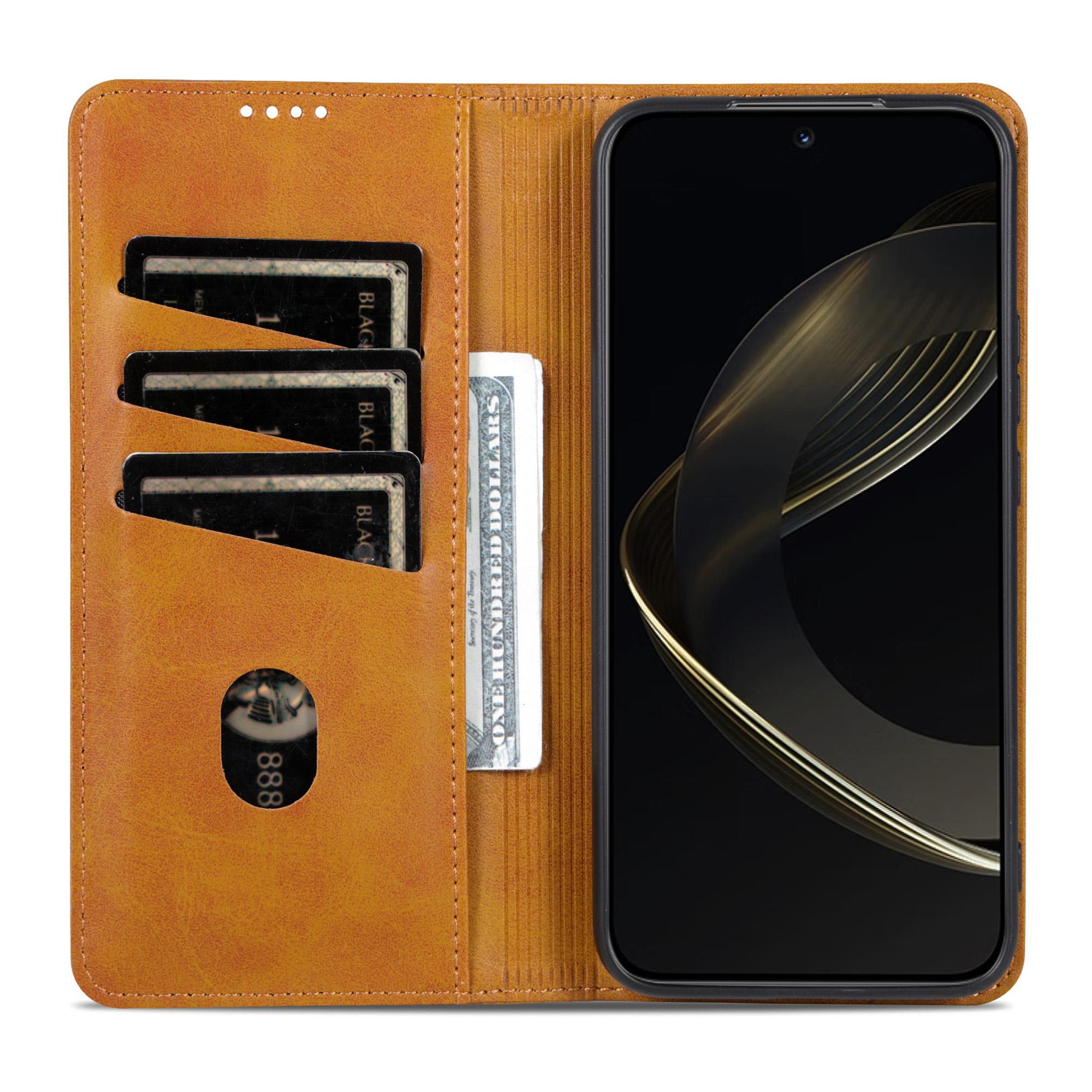 

AZNS For Honor 400 5G (Global) Case Cowhide Texture PU Leather Wallet Phone Cover Brown