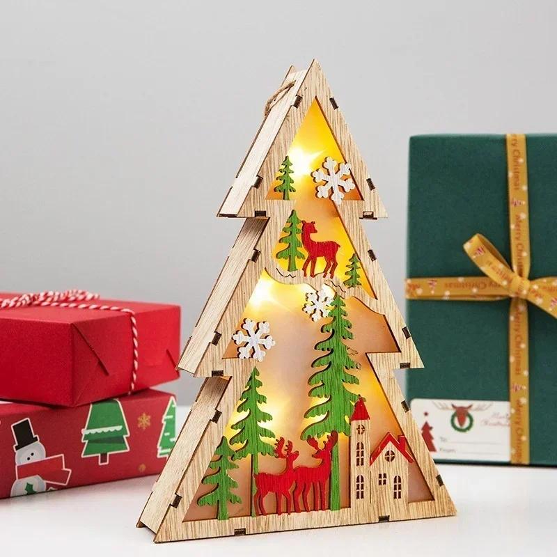 Christmas Series Wooden Luminous Christmas Tree LED Light Decoration Christmas Tree Shopping Mall Window Decoration Supplies
