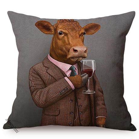Nordic Art Posters Style Decoration Cushion Cover Lion Rabbit Zebra Deer Funky Animal Funny Oil Painting Sofa Throw Pillow Cases