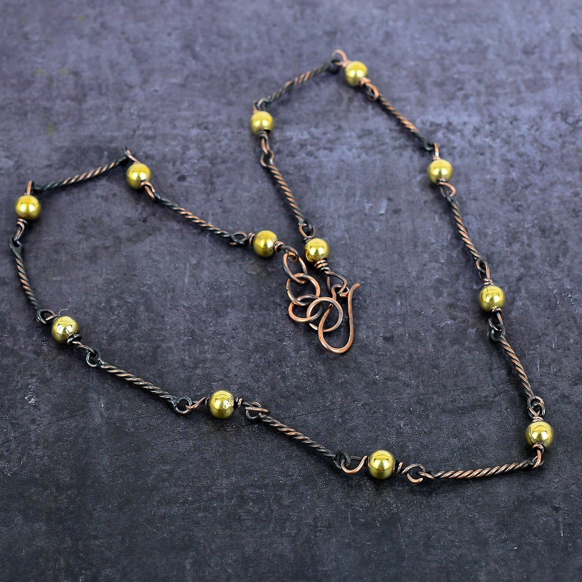 

Vintage Copper Look Handmade Copper Wire Wrap Jewelry Necklace 18 K3b64
